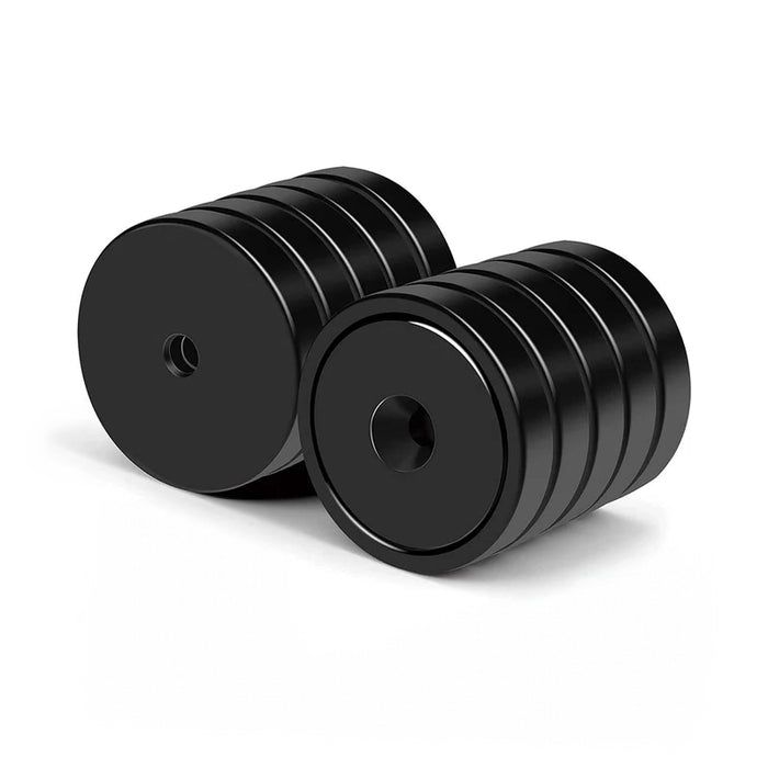 Neodymium Countersunk Pot Magnet - D32mm dia. (25kg) | Black Epoxy Coated | Rust Resistant | 1 piece only