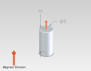 Neodymium Cylinder Magnet 5mm x 10mm N45