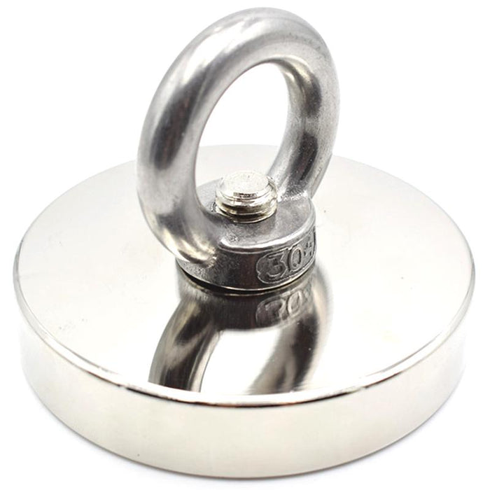 Neodymium Pot Magnet with SS304 EYEBOLT - D48mm (81kg) | Recovery Fishing Magnet