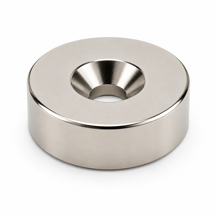 Neodymium Countersunk Ring Magnet – (OD) 18mm x (ID) 10.4/5.5mm x (H) 7mm | N30SH | High Temperature >150°C