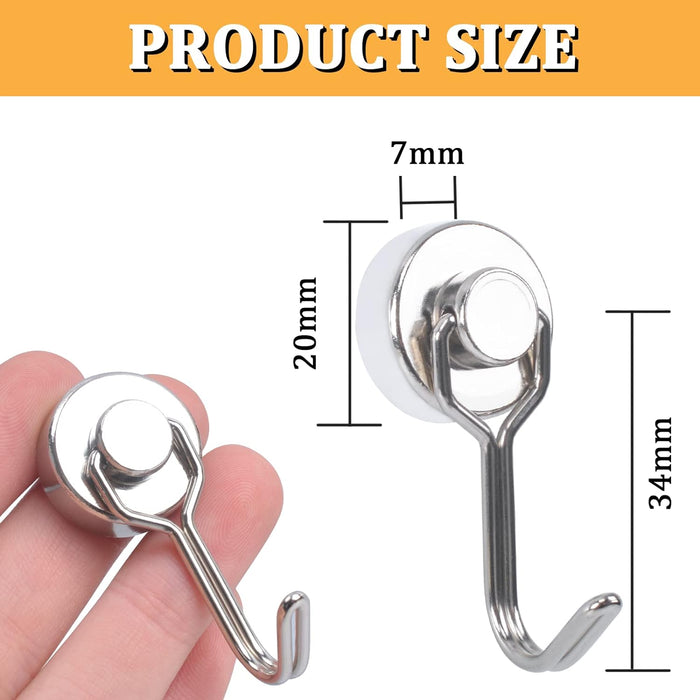 Neodymium Swivel Hook Magnet - D25mm dia | SILVER | 22kg pull force