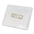 Magnetic Name Badge + Clear Horizontal Plastic ID Card Holder 4"x 3" | 1 PACK