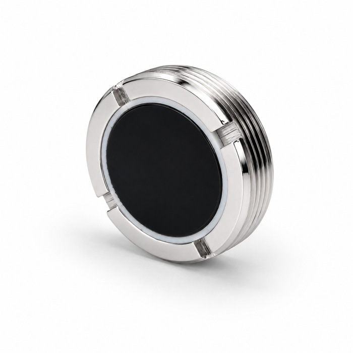 Neodymium Threaded Pot Magnet – D36mm x 8mm | NiCuNi Coated Housing with Black Epoxy Coated Internal Magnet