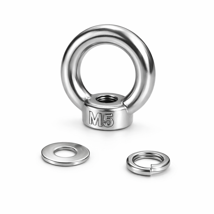 M5 Stainless Steel (304) Eyebolt with Washer and Spring Gasket (Non-Magnetic)