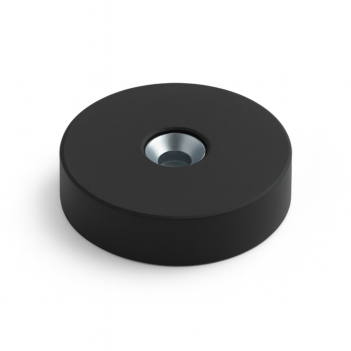Rubber Coated Neodymium Pot Magnet – (D) 34mm x (H) 8mm | Countersunk 4.5mm Hole