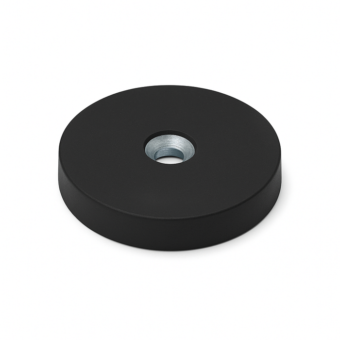 Rubber Coated Neodymium Pot Magnet – (D) 43mm x (H) 7mm | Countersunk 4.5mm Hole