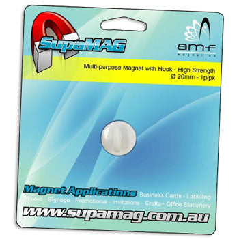 Mini Magnetic Hook 20mm | WHITE | REDUCED TO CLEAR