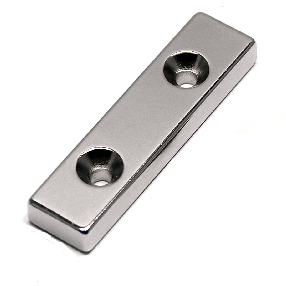 Neodymium Countersunk Block Magnet 75x12x6mm D3.4/D6.4 N45