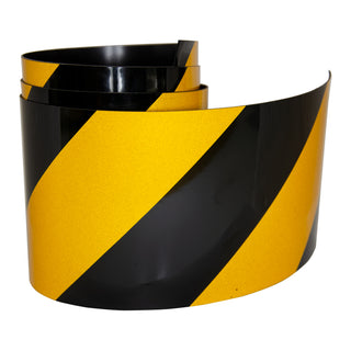 Magnetic Reflective Tape 1M x 100mm x 0.8mm | Hi-Vis Black and Yellow Stripe