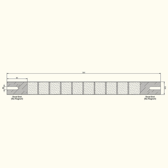 Separator Bar Tube Magnet - 25mm x 300mm | M6 Thread | 12K Gauss | 40mm Dead Ends