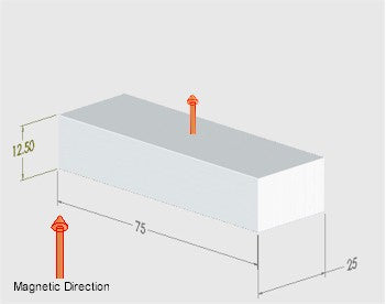 Neodymium Block Magnet - 75mm x 25mm x 12.5mm | N45