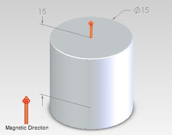 Neodymium Cylinder Magnet 15mm x 15mm N45