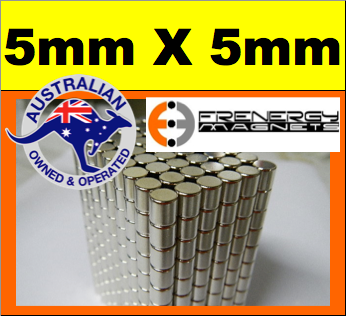 Neodymium Cylinder Magnet 5mm x 5mm N45