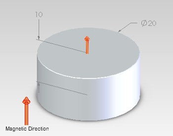 Neodymium Disc Magnet 20mm x 10mm N45H | High Temperature ≤120ºC