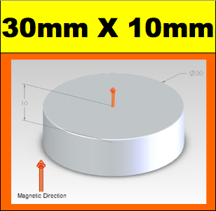 Neodymium Disc Magnet 30mm x 10mm N45
