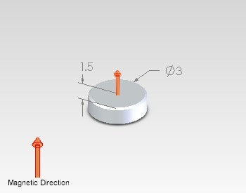 Neodymium Disc Magnet 3mm x 1.5mm N45