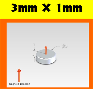 Neodymium Disc Magnet 3mm x 1mm N45