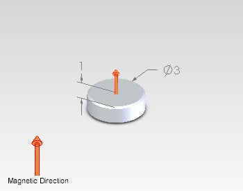 Neodymium Disc Magnet 3mm x 1mm N45