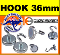 Neodymium Hook Magnet - D36mm dia. (41kg)