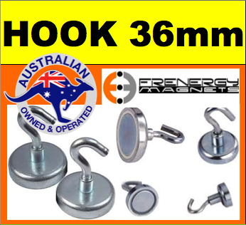 Neodymium Hook Magnet - D36mm dia. (41kg)