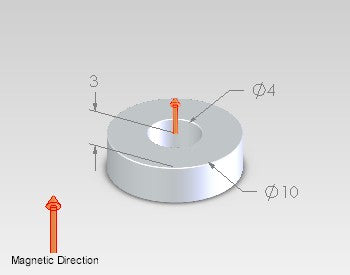 Neodymium Ring Magnet OD10mm x H3mm | Hole 4mm N42