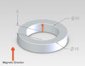 Neodymium Ring Magnet OD15mm x H3mm | Hole 9mm N35