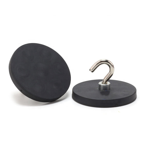 Rubber Coated Pot Magnet 43mm | Hook