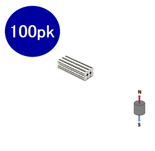 Neodymium Cylinder Magnet 3mm x 3mm N45 | Pack of 100pcs
