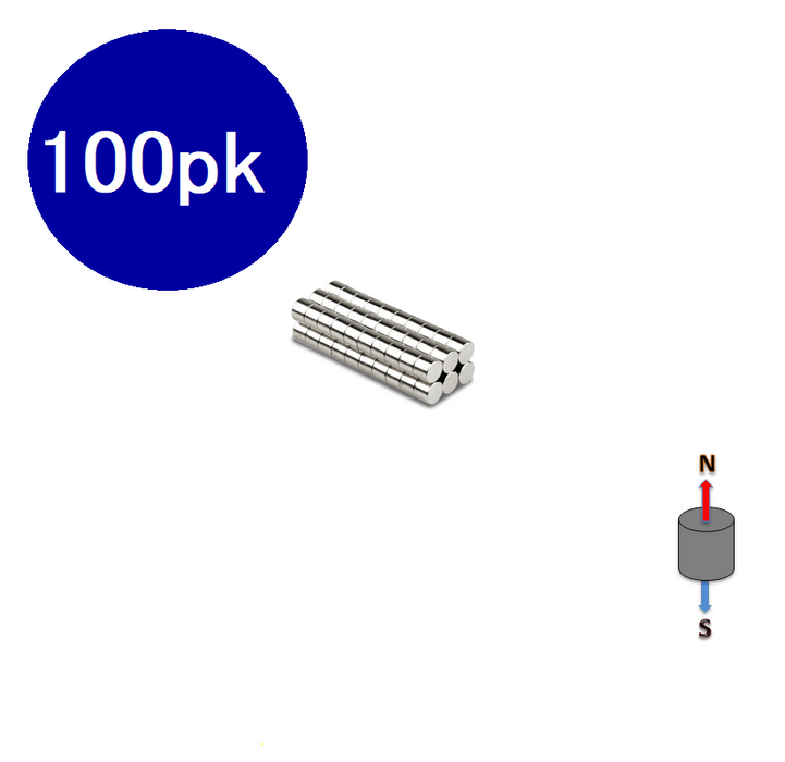 Neodymium Cylinder Magnet 2.5mm x 2.5mm N48 | Pack of 100pcs