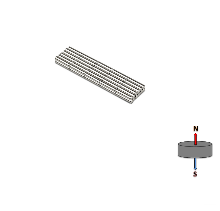 Neodymium Cylinder Magnet 2mm x 10mm N50