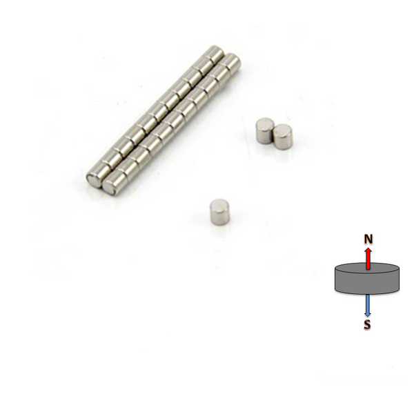 Neodymium Cylinder Magnet 2mm x 2mm N48 | Pack of 100pcs