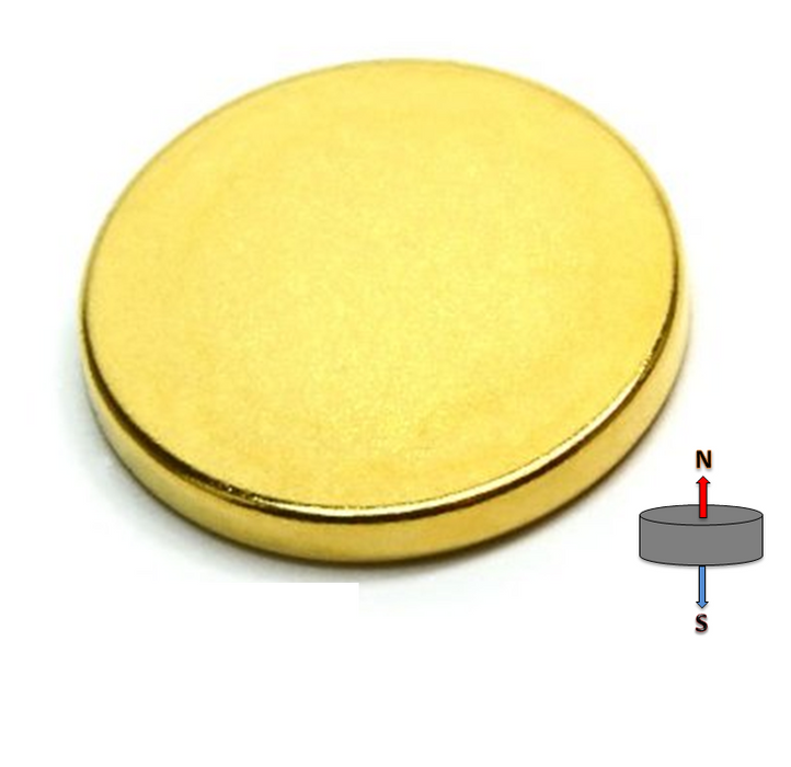 Neodymium Disc Magnet 22mm x 1.8mm N42 GOLD