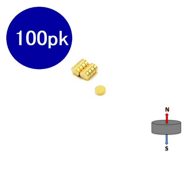 Neodymium Disc Magnet 3mm x 1.5mm N45 | GOLD | Pack of 100pcs