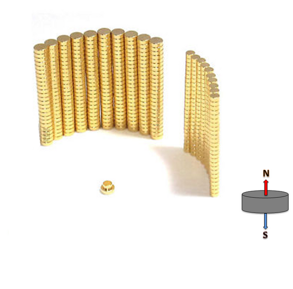 Neodymium Disc Magnet 3mm x 1.5mm N45 | GOLD | Pack of 100pcs
