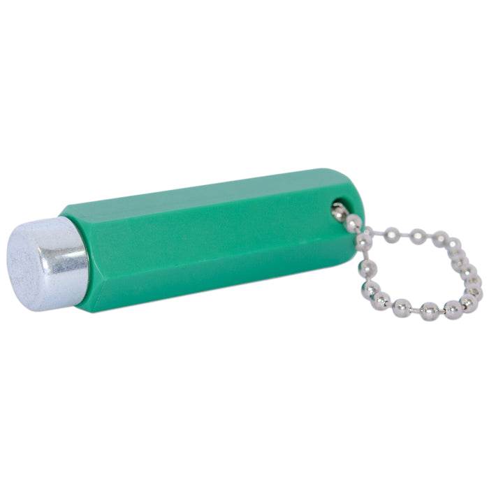 Plastic Encased Pocket Keyring Magnet D14.5mm x 58mm | GREEN