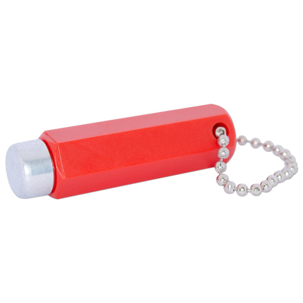 Plastic Encased Pocket Keyring Magnet D14.5mm x 58mm | RED