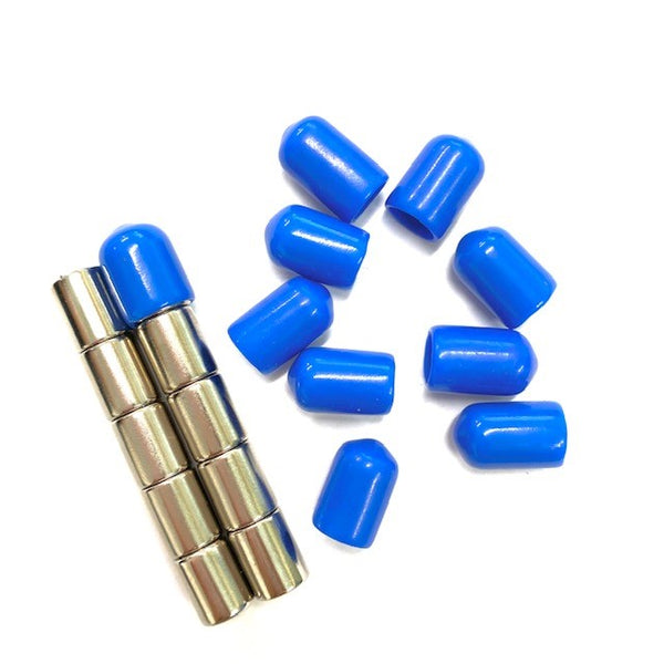Neodymium Pin Magnets + Reusable Cap Blue | Pack of 10
