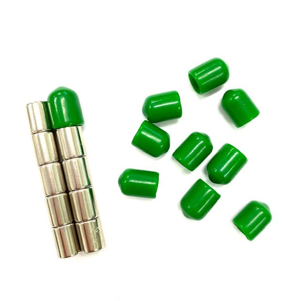 Neodymium Pin Magnets +Reusable Cap Green | Pack of 10