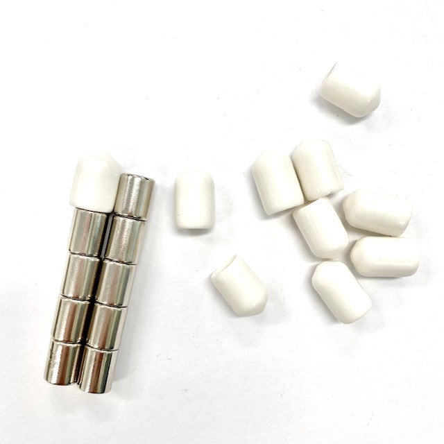 Neodymium Pin Magnets + Reusable Cap White | Pack of 10