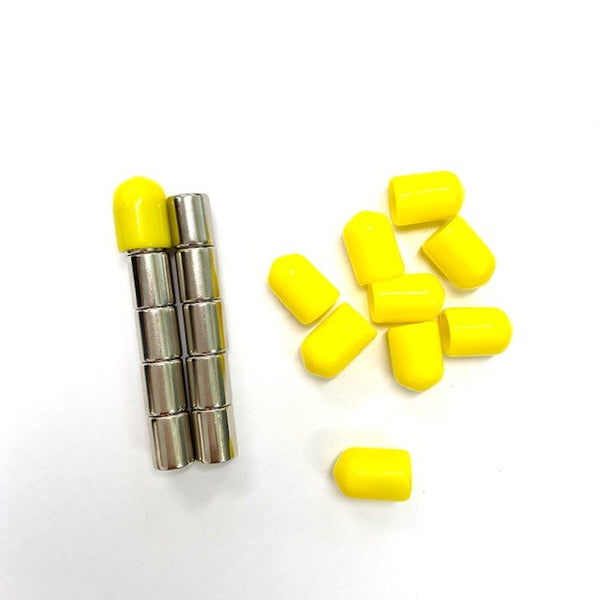 Neodymium Pin Magnets +Reusable Cap Yellow | Pack of 10