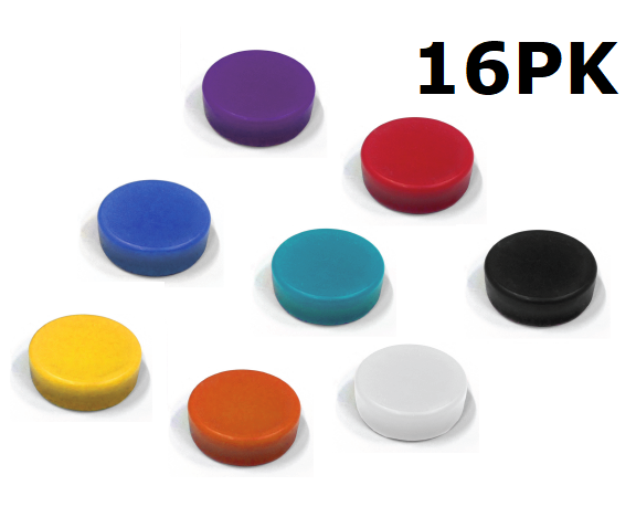 Pack of 16 x Neodymium Disc Magnets - 12.7mm x 6.35mm | Mixed Colours | Push Pin Magnet