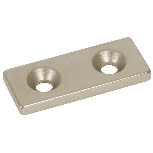 Neodymium Block Magnet 50mm x 20mm x 5mm | 2x Countersunk holes D8/D4 | N42