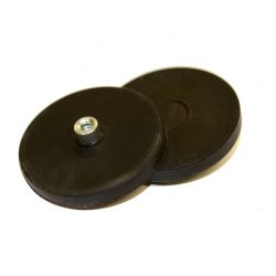 Rubber Coated Pot Magnet 43mm | M4 Female Thread