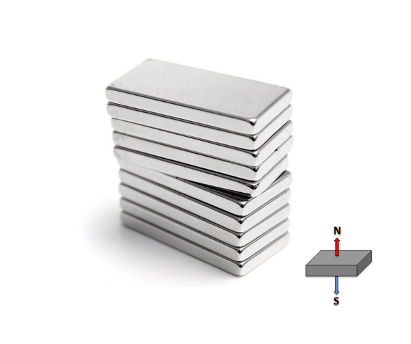 Neodymium Block Magnet 25.4x9.53x3.2mm Zinc Coated N50M | High Temperature ≤100ºC